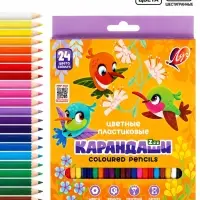 Карандаши цветные 24 ZOO, пластиковые, шестигранные