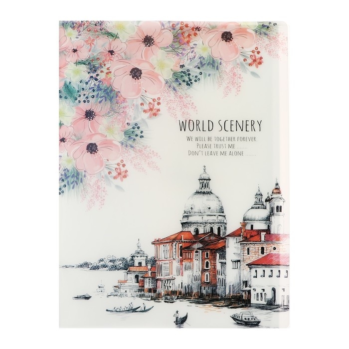 Папка формат А4, с 40 прозрачными файлами Папка формат А4, с 40 прозрачными файлами "Город", МИКС