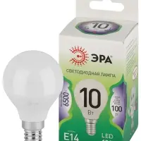 Лампа светодиодная LED 10 Вт 1000Лм 6500К шар холодный E14 220-240В LED P45-10W-865-E14 Green Line