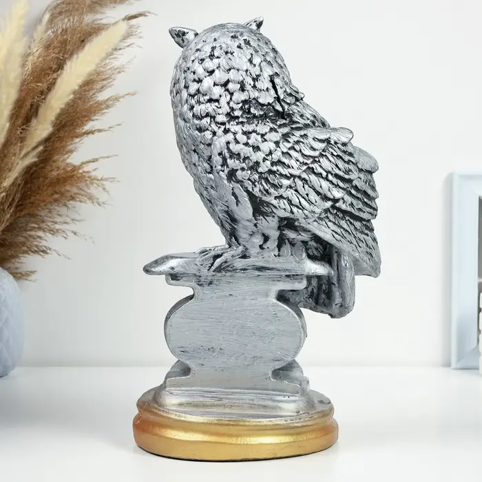 Копилка для денег &laquo;Сова с книгой&raquo;, гипс, серебро, 21&times;17&times;35 см
