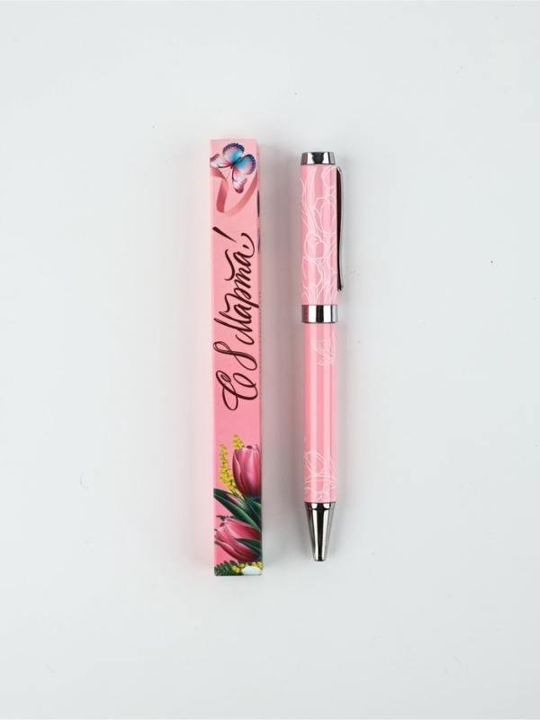 Ручка шариковая синяя паста металлический корпус в коробке «С 8 Марта!», 1.0 мм Ручка шариковая синяя паста металлический корпус в коробке «С 8 Марта!», 1.0 мм