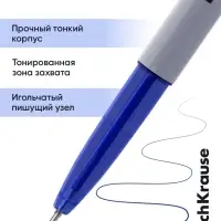 Ручка шариковая ErichKrause. Slender Stick Grey, Super Glide, синий стержень, узел 0.7 мм