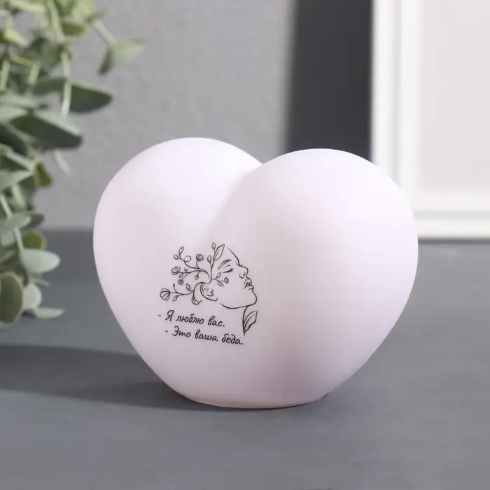 Фигурка световая RISALUX &laquo;Сердце. Портрет&raquo;, LED-ночник, 3хLR44, 8&times;11&times;7 см