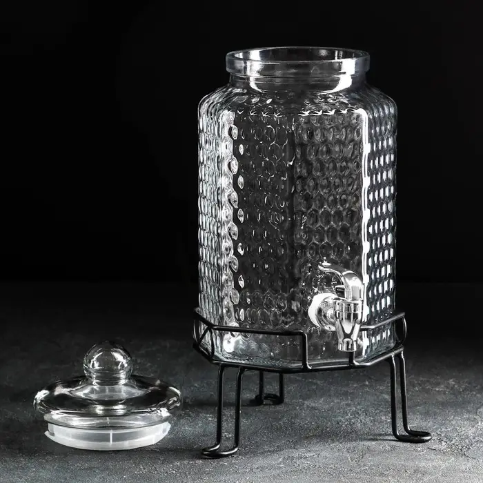 Диспенсер для напитков стеклянный на подставке &laquo;Тюдор&raquo;, 4 л, 22&times;40 см