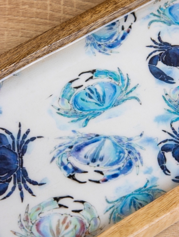 Набор розеток на подносе  Набор розеток на подносе "Крабы" (3 шт) дерево манго 33,5х13х6,5 см