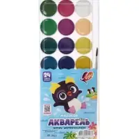 Акварель &laquo;Луч. ZOO&raquo;, 24 цвета, с кистью