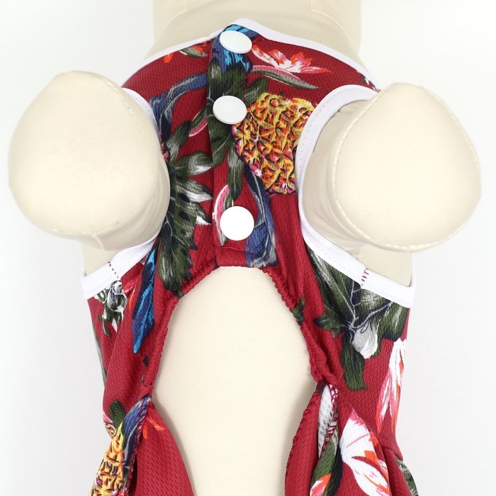 Платье для животных "Тропики», XS (ДС 20, ОГ 30 см), красное