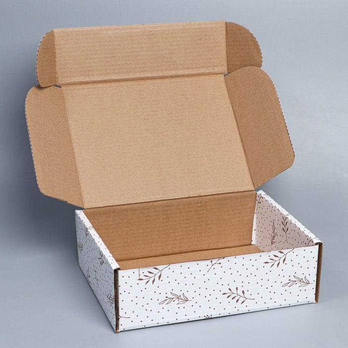 Коробка подарочная сборная, упаковка, «Веточки», белый, 27 х 21 х 9 см Коробка подарочная сборная, упаковка, «Веточки», белый, 27 х 21 х 9 см