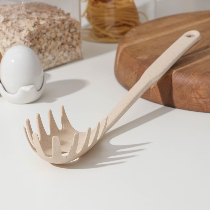 Ложка для спагетти Доляна «Беж», 28 см, цвет бежевый Ложка для спагетти Доляна «Беж», 28 см, цвет бежевый