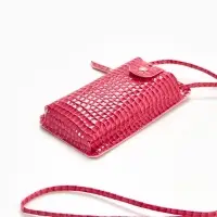 Сумка на магните, с длинным ремнём, однотонная, 10&times;2.5&times;20 см, розовая