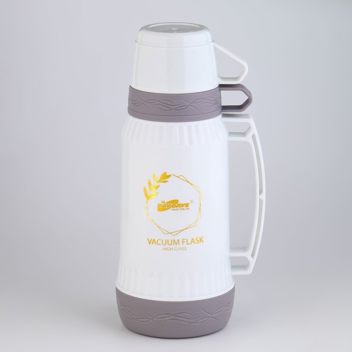 Термос 1 л, со стеклянной колбой, сохраняет тепло 12 ч, с кружкой, 30 см, микс