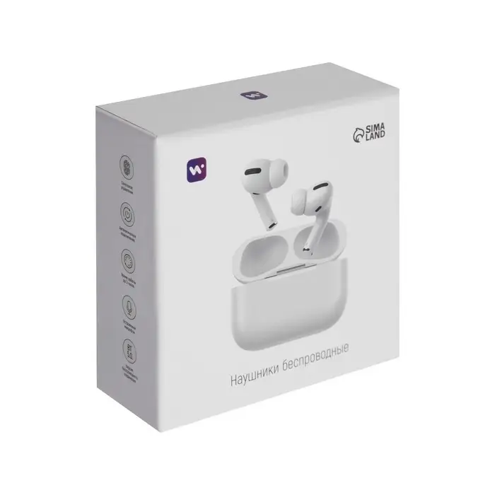 Наушники беспроводные Windigo Pro, TWS, вакуумные, Bluetooth 5.0, 40/500 мАч, белые глянцевые