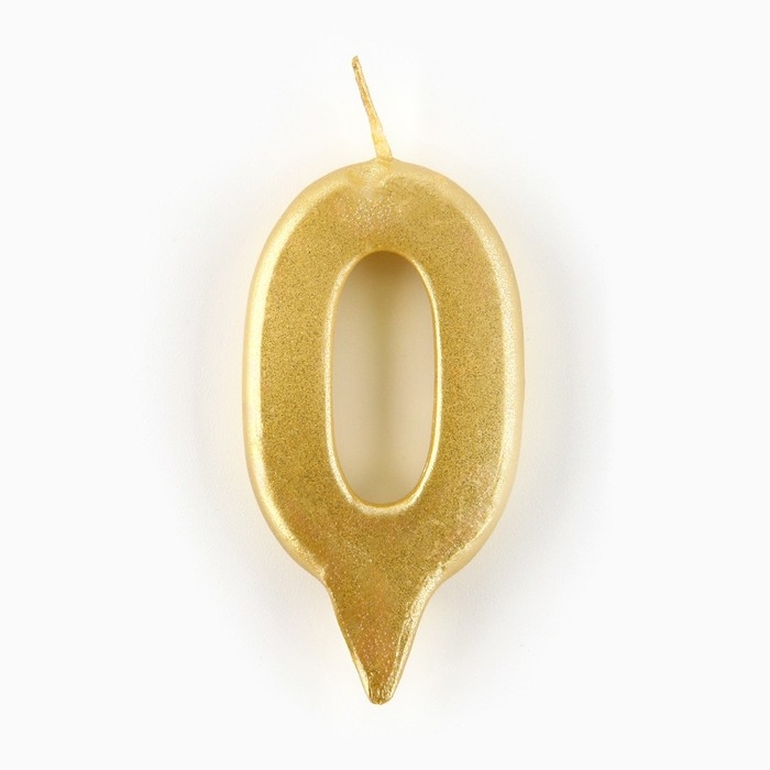 Свеча для торта, цифра «0», золото, 3 х 6 см Свеча для торта, цифра «0», золото, 3 х 6 см
