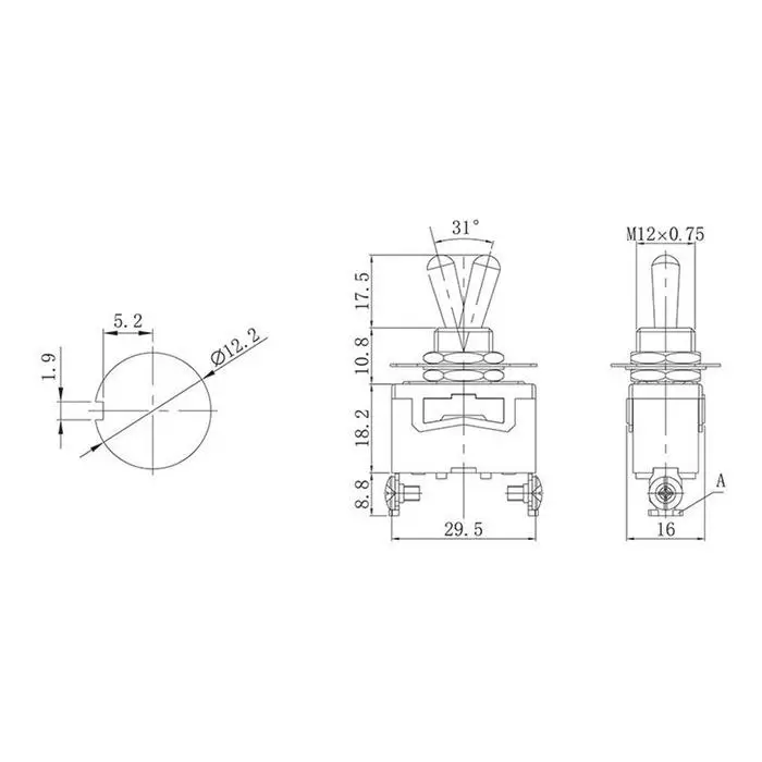 Тумблер, 250 В, 15 А, ON-OFF, 2с Тумблер, 250 В, 15 А, ON-OFF, 2с
