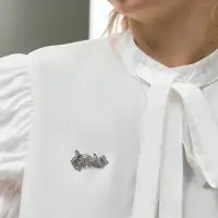 Брошь &laquo;Ноты&raquo; мелодия, белая в серебре