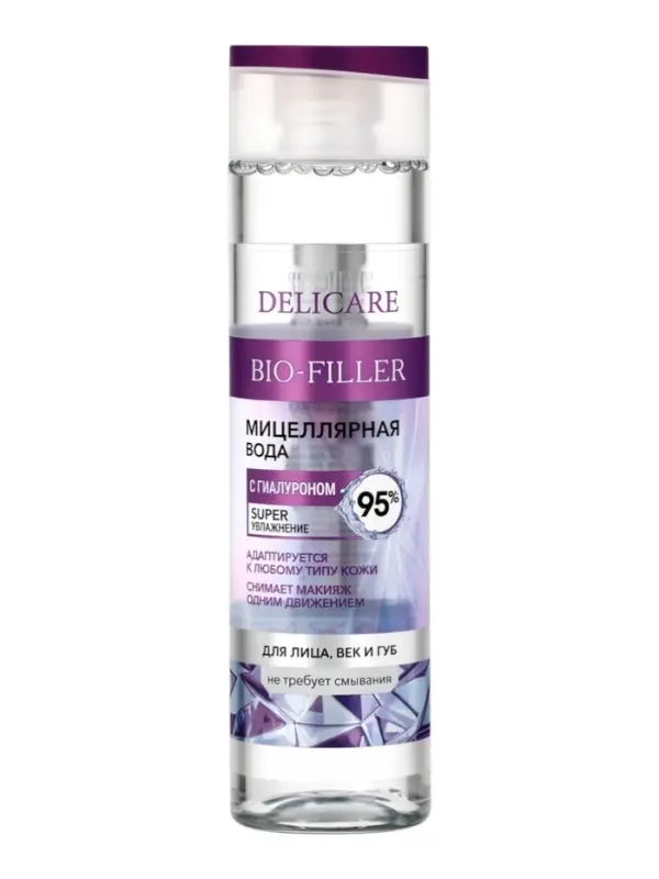 Вода мицеллярная Delicare, для снятия макияжа с век и губ, 250 мл