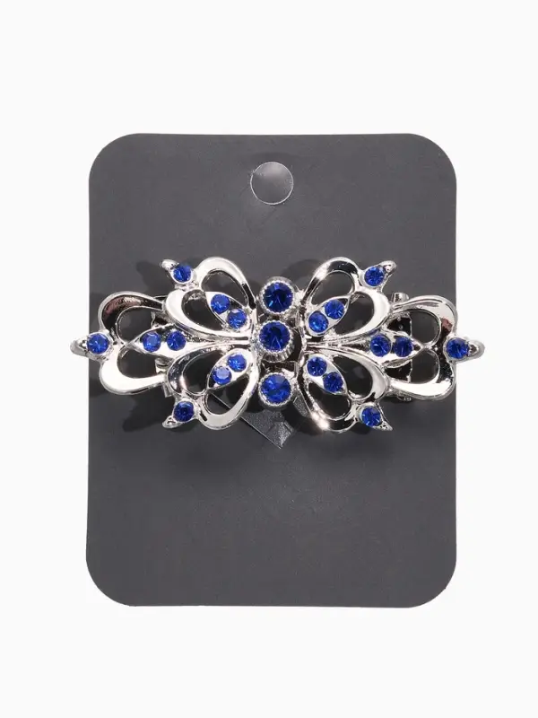 Зажим для кардигана Зажим для кардигана "Ажур", цветы, цвет синий в серебре