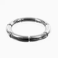 Браслет пластик на резинке "Стиль" гладкий, цвет серебро