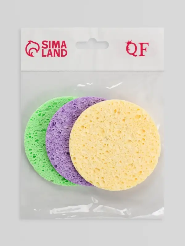Спонжи для умывания, круглые, 3 шт., МИКС