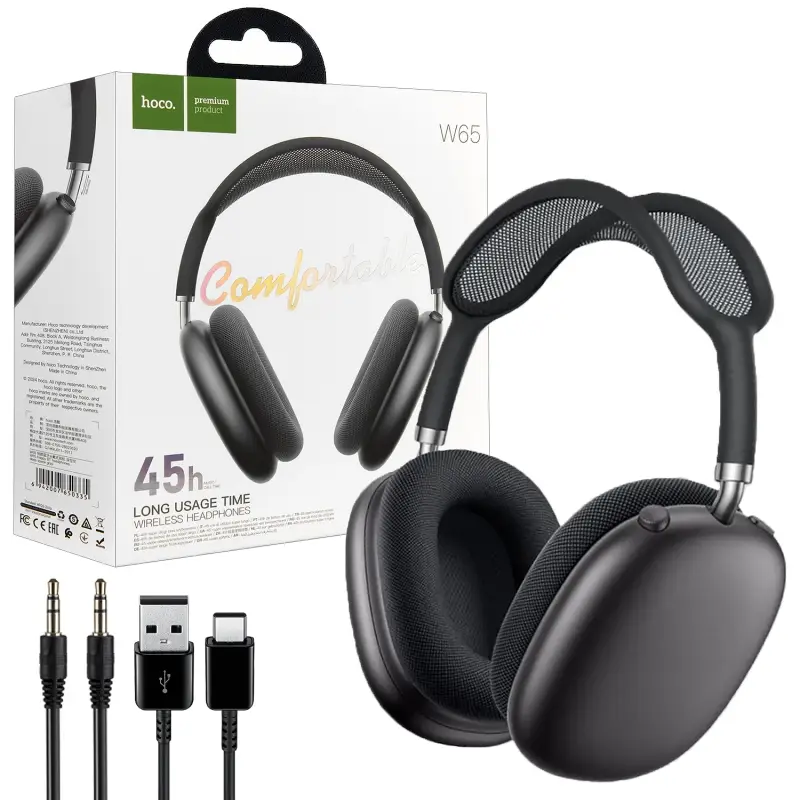 Наушники W65 Wireless Headphones HOCO серые Наушники W65 Wireless Headphones HOCO серые