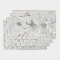 Набор салфеток для стола Доляна &laquo;Цветы&raquo;, 44.5&times;30 см, 4 шт., ПВХ, серебристый
