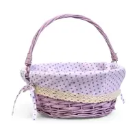 Корзина плетеная 32 х 32 х 14 см, ручка h=14 см фиол-ый  ткань