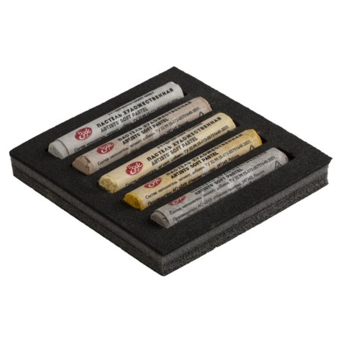 Пастель сухая набор 5 цветов, Soft, ЗХК Пастель сухая набор 5 цветов, Soft, ЗХК "Сонет", D-10 мм /L-65 мм, круглое сечение, коричнево-серые оттенки, 2531422204