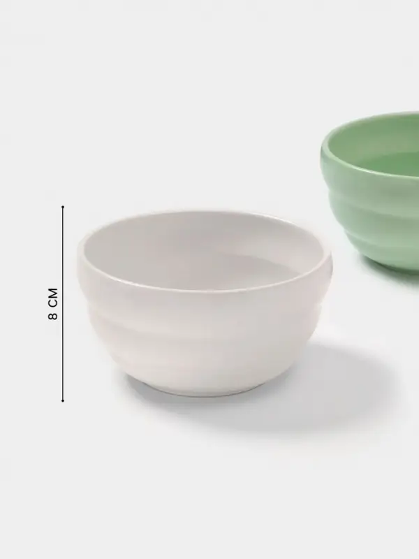 Салатники Доляна &laquo;Зефир&raquo;, 700 мл, d=15.5 см, набор 2 шт., керамика, белые, зелёные