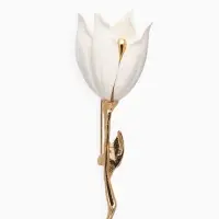 Брошь &laquo;Цветок&raquo; лилия, белая в золоте