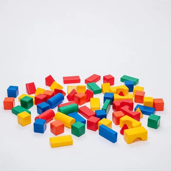 Кубики детские, пластиковые, цветные, 60 штук, 6&times;6 см