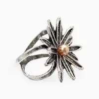 Кольцо для платка "Цветок Астра", цвет белый в чернёном серебре Кольцо для платка "Цветок Астра", цвет белый в чернёном серебре