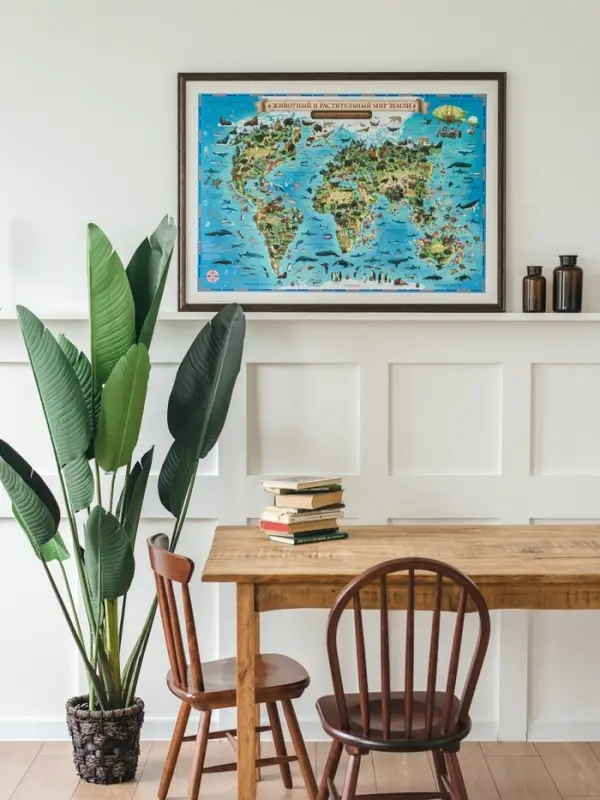 Карта Мира интерактивная, для детей &laquo;Животный и растительный мир Земли&raquo;, 101&times;69 см, ламинированная