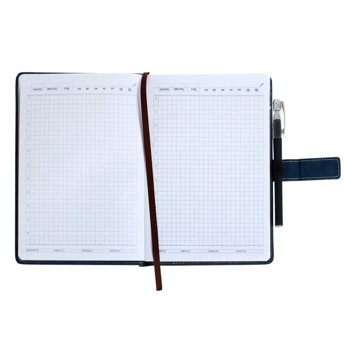 Ежедневник недатированный А5, 140 листов в клетку, обложка кожзам, МИКС, с хлястиком Ежедневник недатированный А5, 140 листов в клетку, обложка кожзам, МИКС, с хлястиком