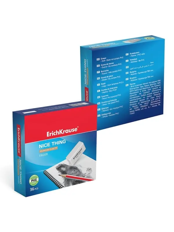 Ластик Erich Krause, Nice Thing, 40 х 19 х 15 мм, средней жёсткости, гипоаллергенный Ластик Erich Krause, Nice Thing, 40 х 19 х 15 мм, средней жёсткости, гипоаллергенный