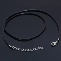 Шнурок каучуковый, неполый, 45 см, d=2 мм, чёрный в серебре