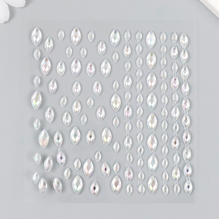 Наклейка пластик стразы "Листья" 10,5х16 см