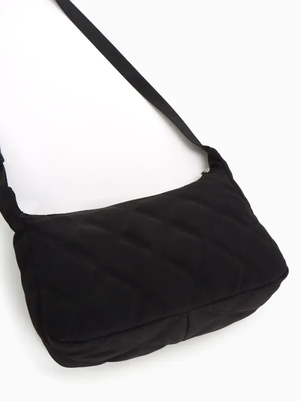 Сумка женская багет на молнии, 30&times;10&times;19 см, чёрная