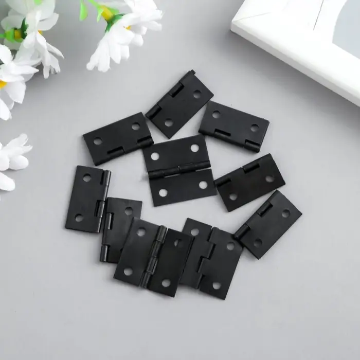 Петля для шкатулки металл с прямыми углами черная набор 10 шт 2,5х2,5 см Петля для шкатулки металл с прямыми углами черная набор 10 шт 2,5х2,5 см