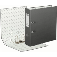 Папка-регистратор ECONOMY PLUS, 80мм, серый,ПБП1, карм.кор.,мет.уг