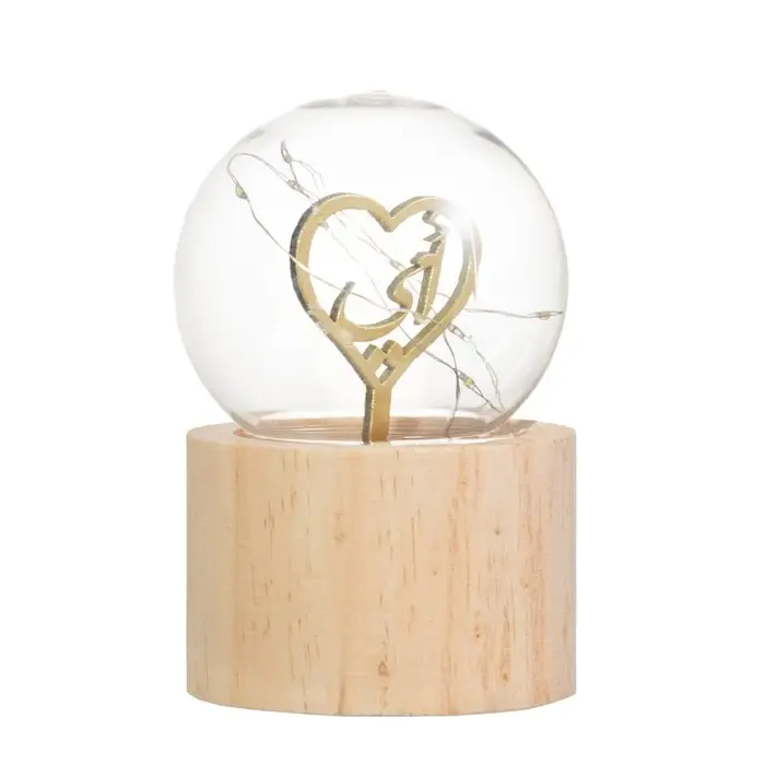 Фигурка светящаяся RISALUX &laquo;Сердце&raquo;, LED-ночник, 3&times;AG10, шар-8 см, 6.5&times;6.5&times;11.5 см