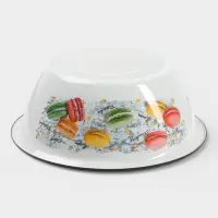 Миска эмалированная &laquo;Цветное печенье&raquo;, 4 л, d=28 см, с деколью, белая