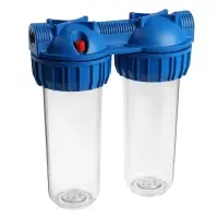 Корпус для фильтра ZEIN, 10SL, 1/2", двойной, для холодной воды, ключ, крепление, прозрачный