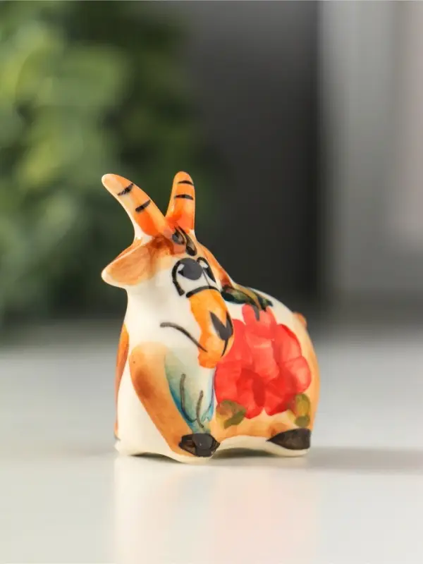 Фигурка фарфор &laquo;Коза малая&raquo;, 4.5 см, гжель, цветная, МИКС