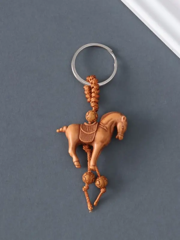 Брелок пластик, текстиль Брелок пластик, текстиль "Конь" под дерево 3,7х4,3х1,2 см