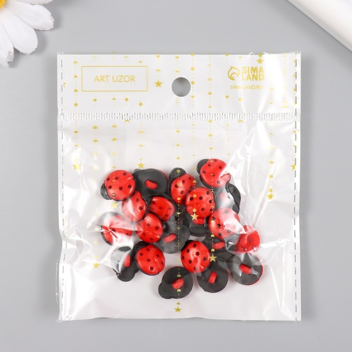 Набор пуговиц пластик Набор пуговиц пластик "Божья коровка" 1,4х1,1 см н-р 20 шт 11,2х1,5х7 см