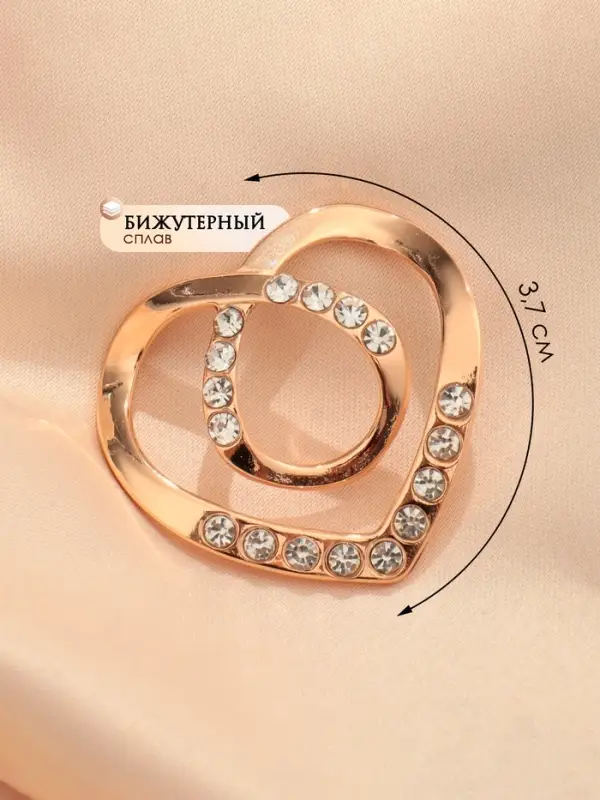 Муфта для платка «Сердце» линейное, цвет белый в золоте