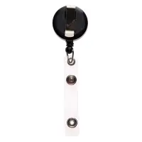 Держатель - рулетка для бейджей, 75 см, петелька, клип, чёрный