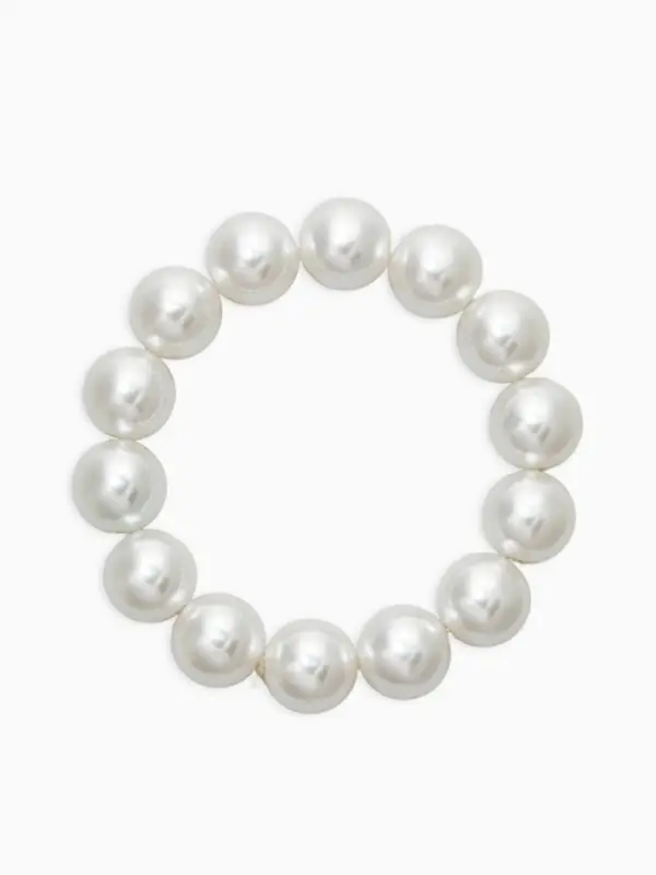 Браслет Браслет "Бусины жемчуга" (набор 3 шт), №10,12.14, цвет белый