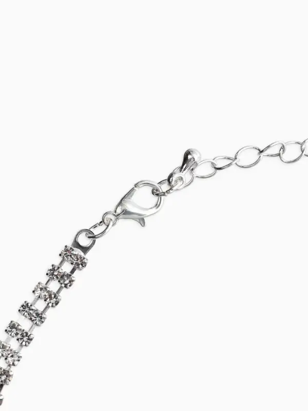 Набор 2 предмета: серьги, колье со стразами &laquo;Лёд. Лепестки&raquo;. d=13.5 см, белый в серебре