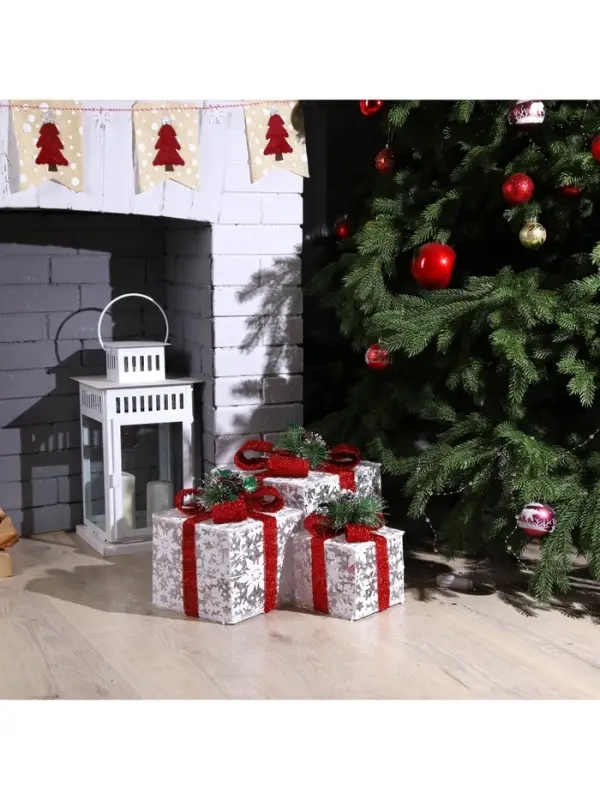 Светодиодная фигура &laquo;Цветные подарки&raquo; 15, 20, 25 см, текстиль, металл, 220 В, свечение мульти